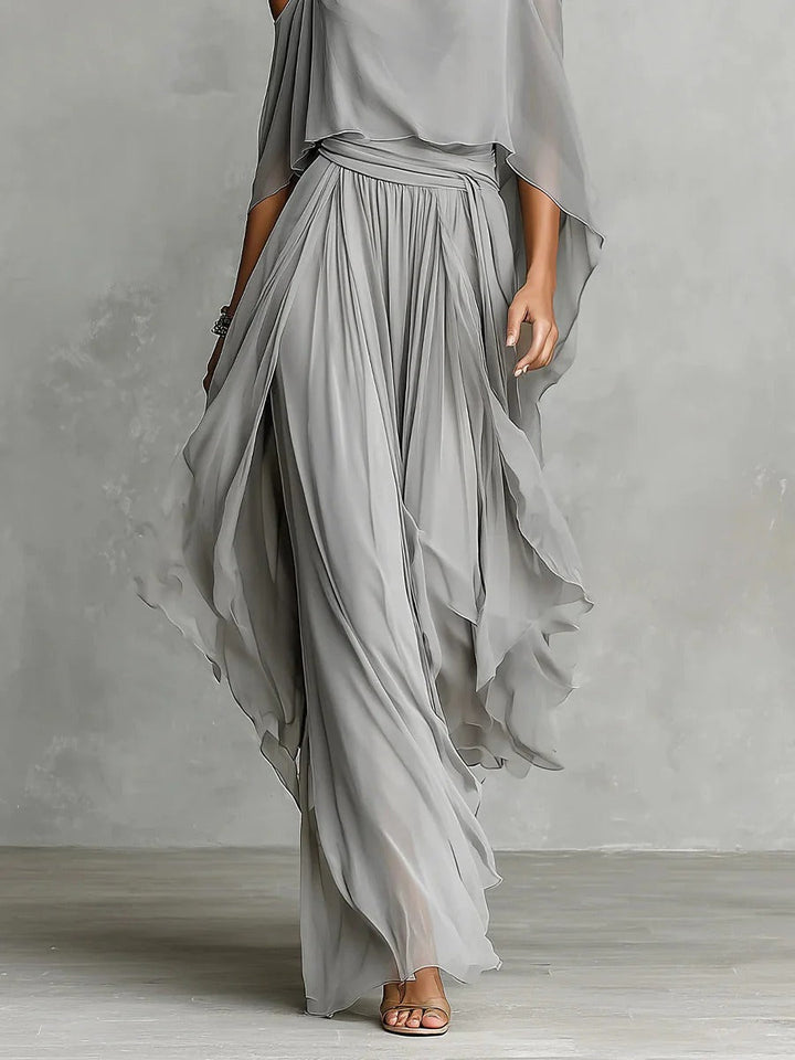 Isabela | Conjunto gris fluido con top de tirantes y pantalones ligeros