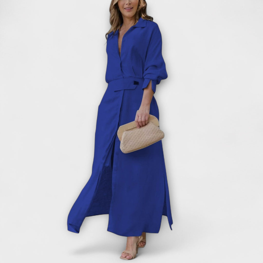 Jeanette - Vestido maxi con escote en V