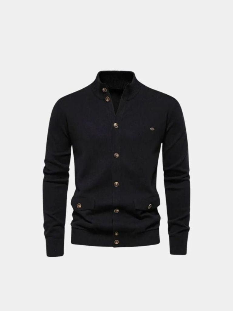 Cárdigan de Algodón con Cuello Alto