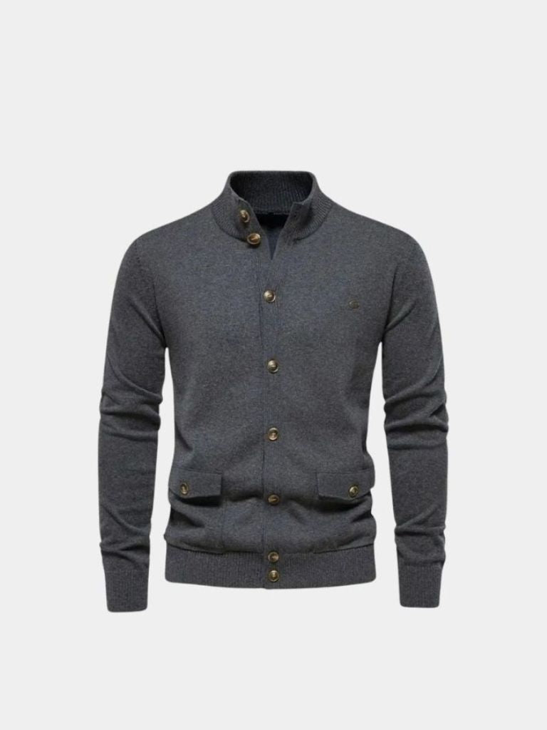 Cárdigan de Algodón con Cuello Alto