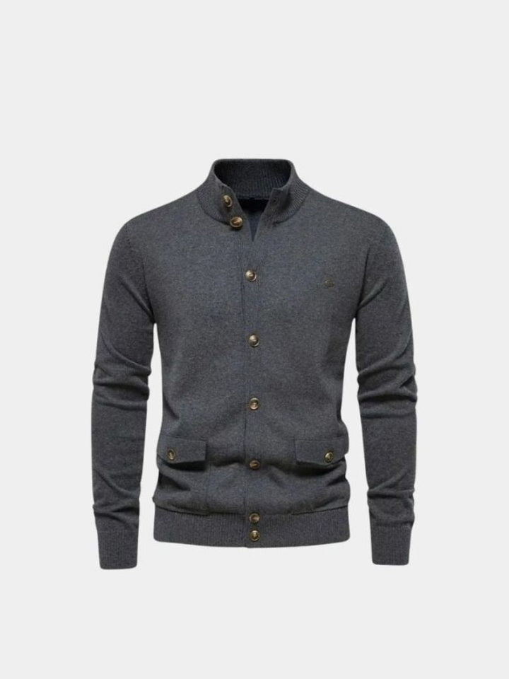 Cárdigan de Algodón con Cuello Alto
