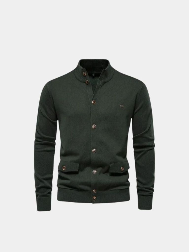 Cárdigan de Algodón con Cuello Alto