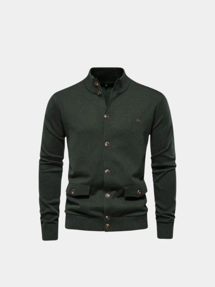 Cárdigan de Algodón con Cuello Alto