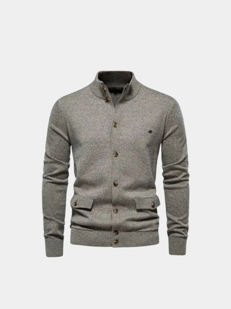 Cárdigan de Algodón con Cuello Alto
