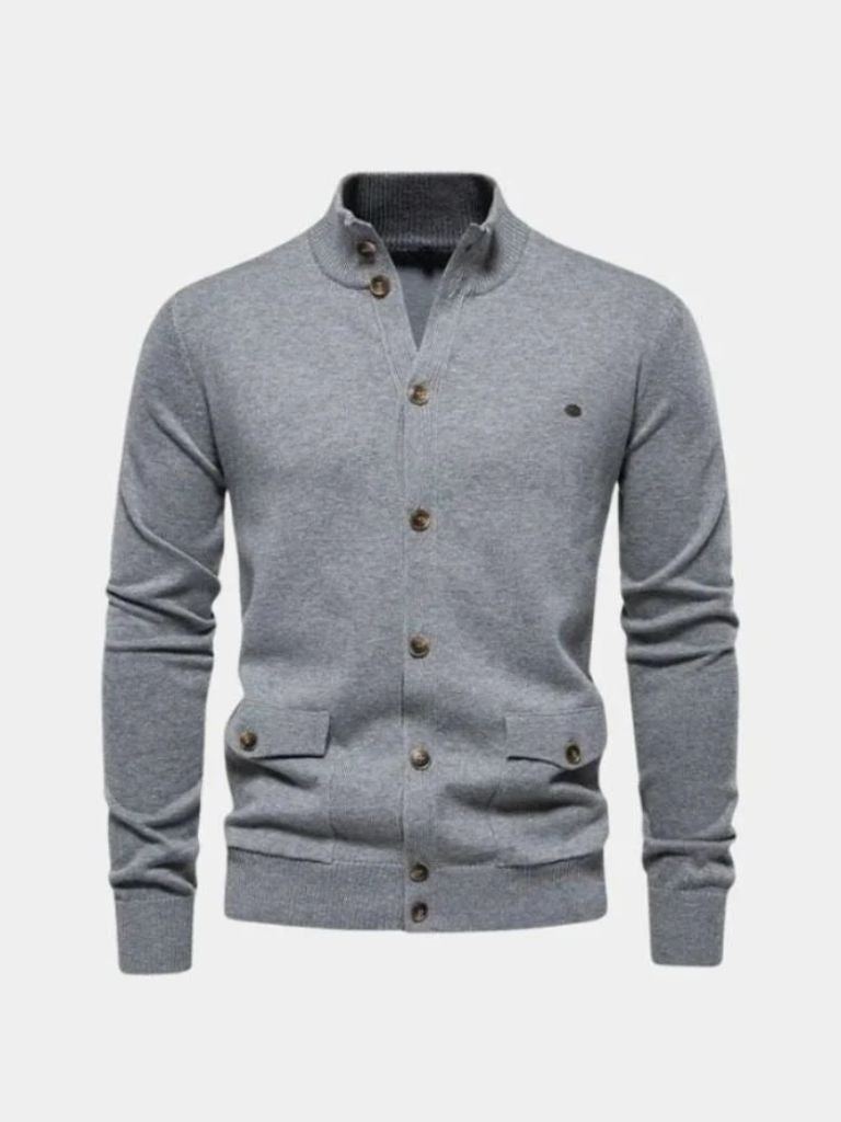 Cárdigan de Algodón con Cuello Alto