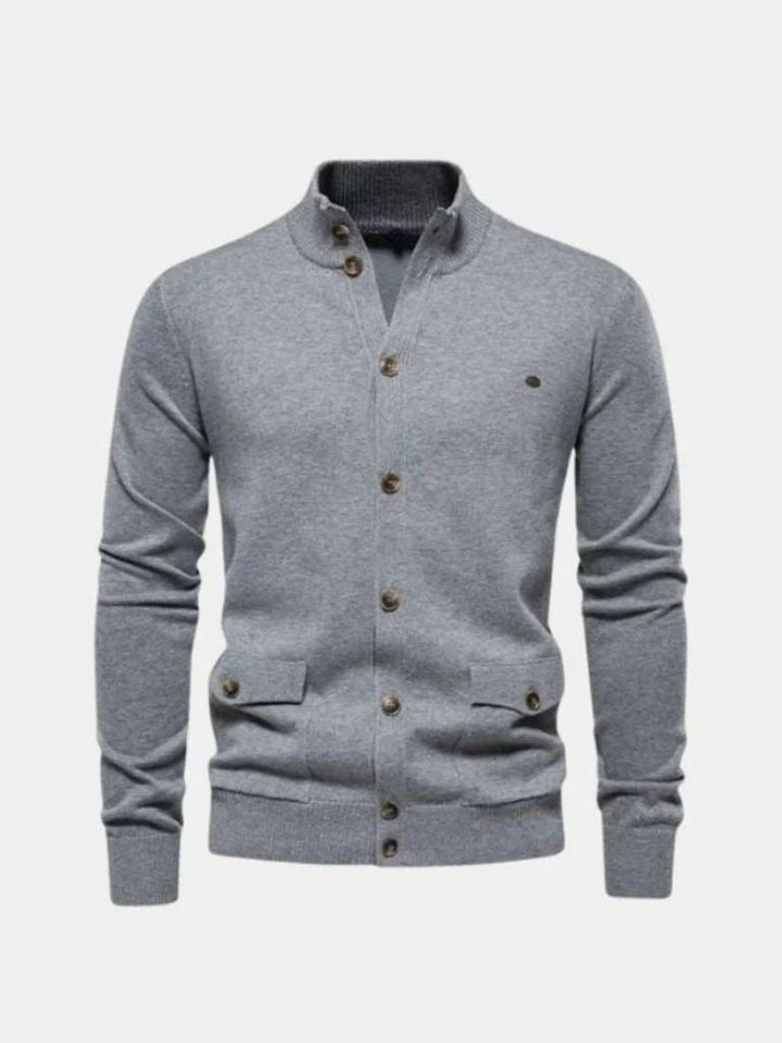 Cárdigan de Algodón con Cuello Alto