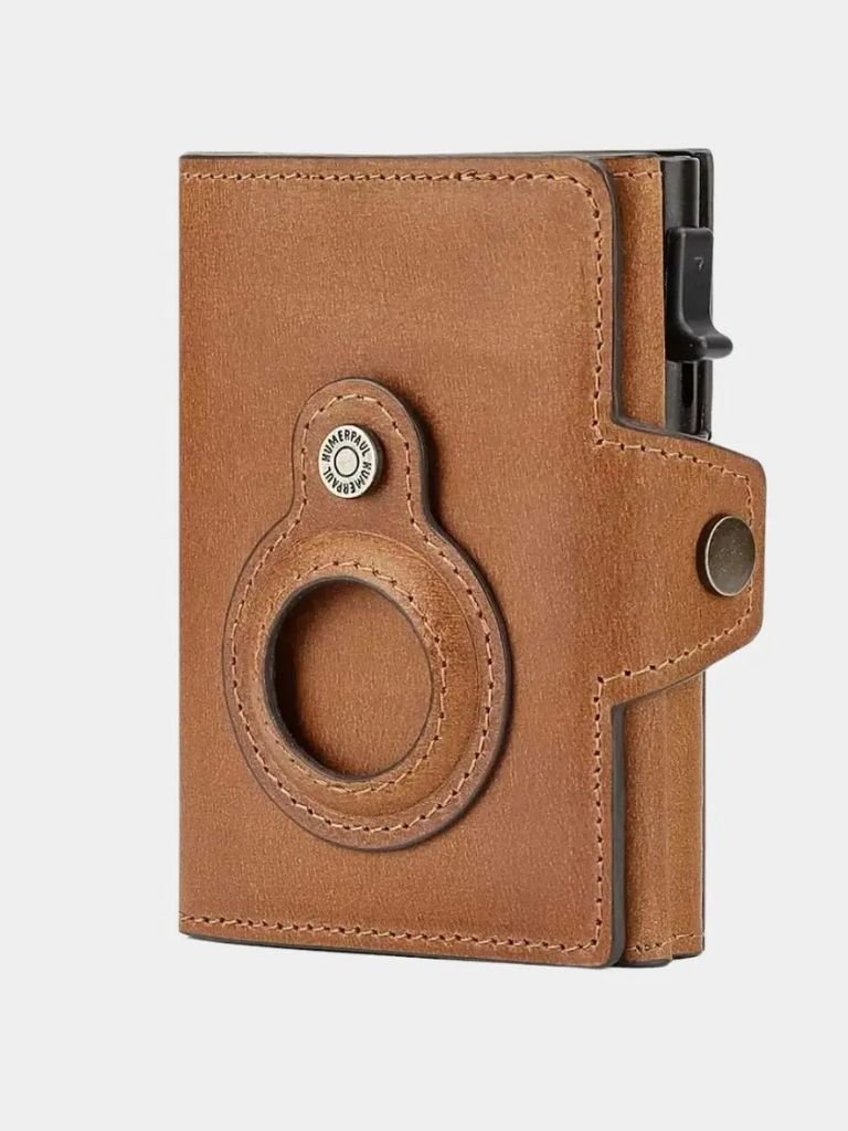 Antifraude: Cartera Magnética de Cuero con Diseño de Cruz y Corona