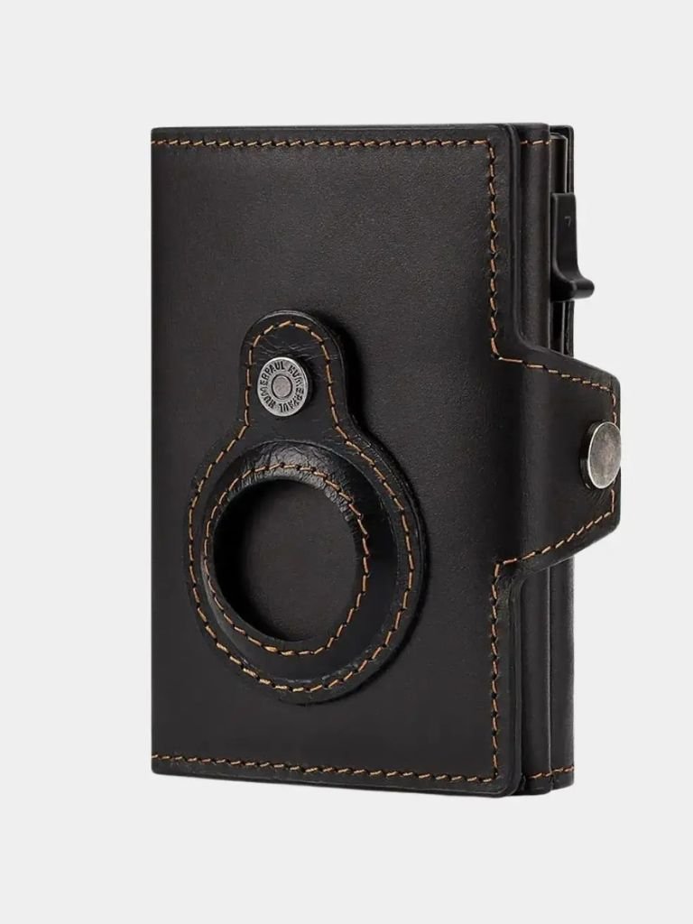 Antifraude: Cartera Magnética de Cuero con Diseño de Cruz y Corona