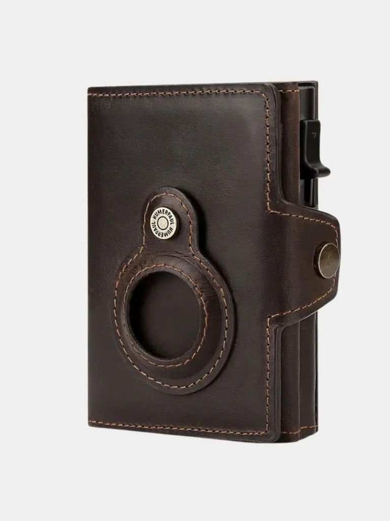 Antifraude: Cartera Magnética de Cuero con Diseño de Cruz y Corona