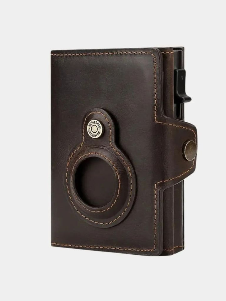 Antifraude: Cartera Magnética de Cuero con Diseño de Cruz y Corona