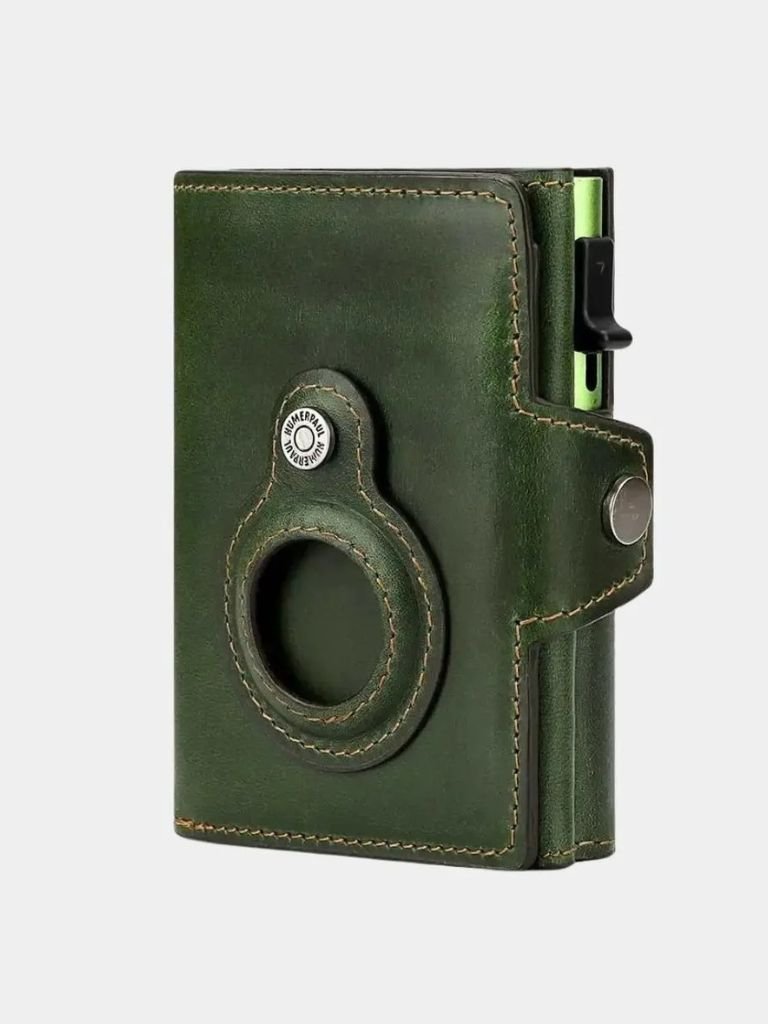 Antifraude: Cartera Magnética de Cuero con Diseño de Cruz y Corona
