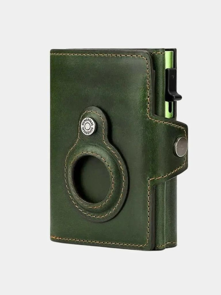 Antifraude: Cartera Magnética de Cuero con Diseño de Cruz y Corona