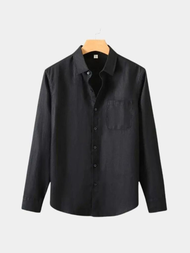 Camisa de Lino Básica de Manga Larga