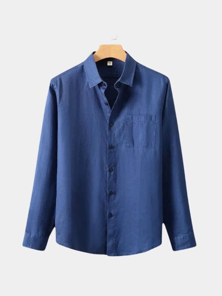 Camisa de Lino Básica de Manga Larga