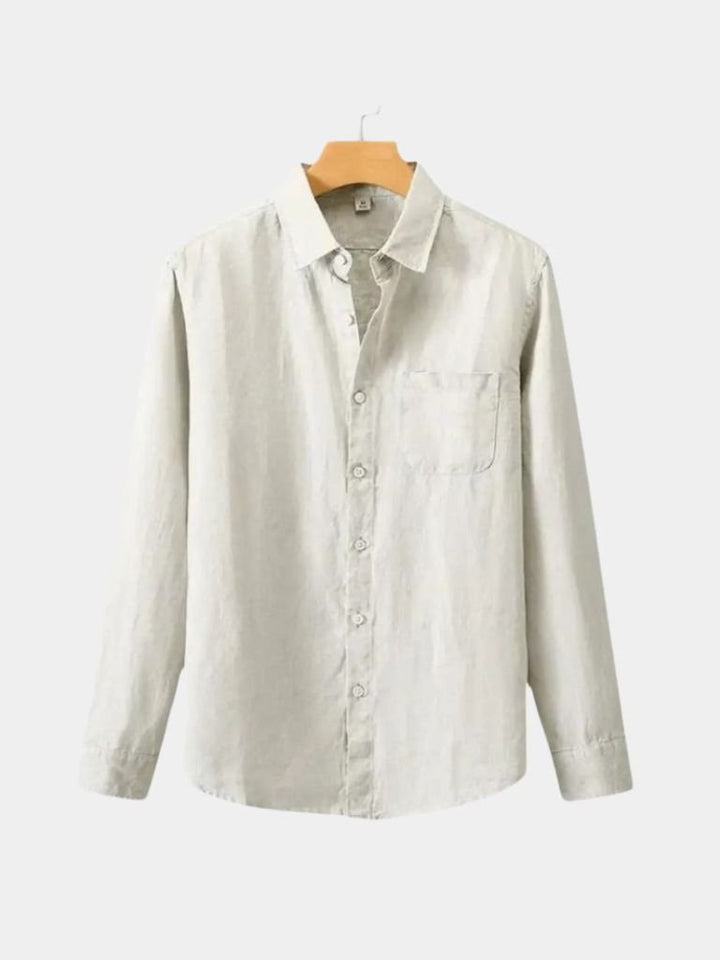 Camisa de Lino Básica de Manga Larga