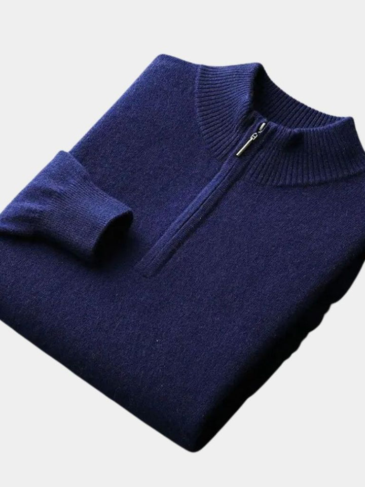 Suéter de Merino con Media Cremallera