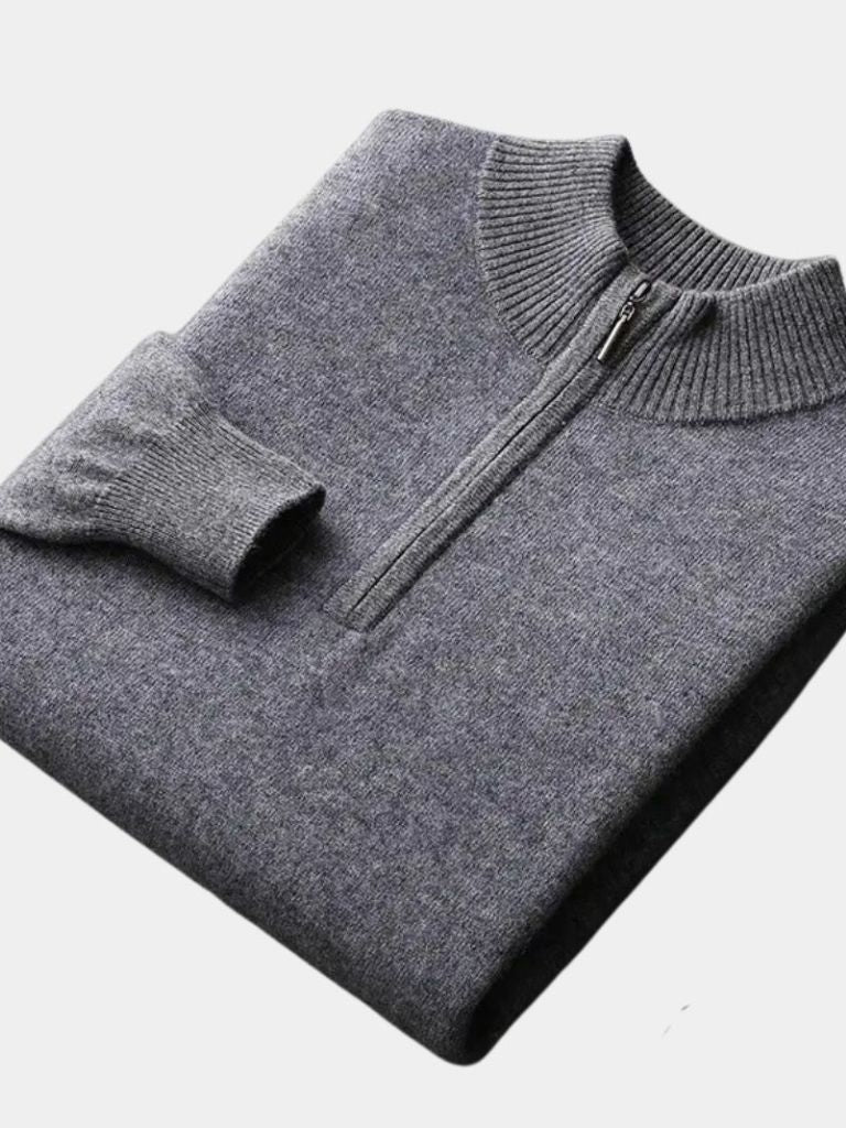 Suéter de Merino con Media Cremallera