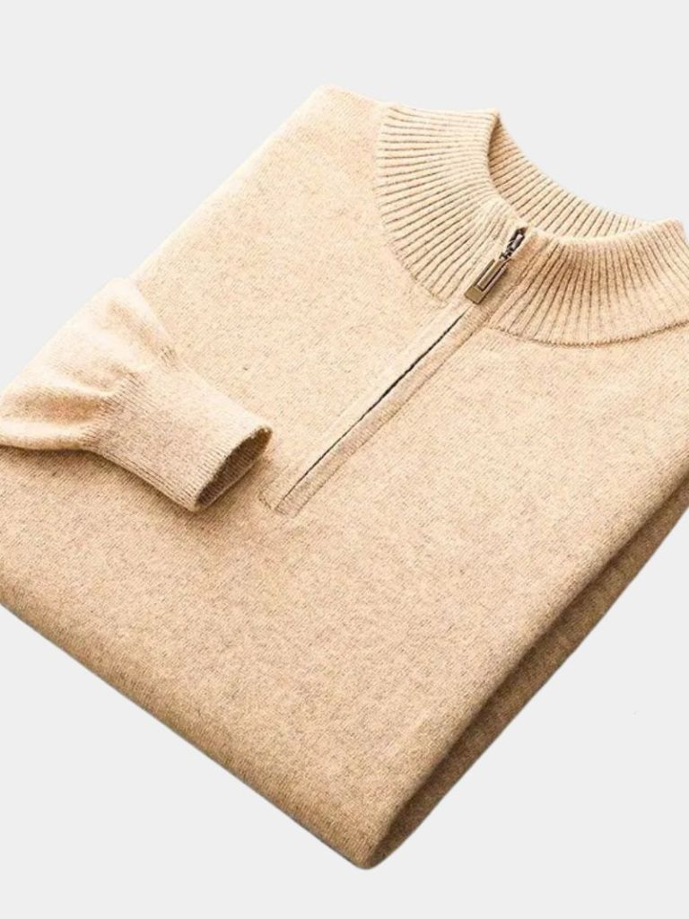 Suéter de Merino con Media Cremallera