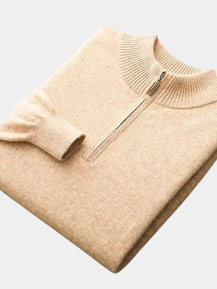 Suéter de Merino con Media Cremallera