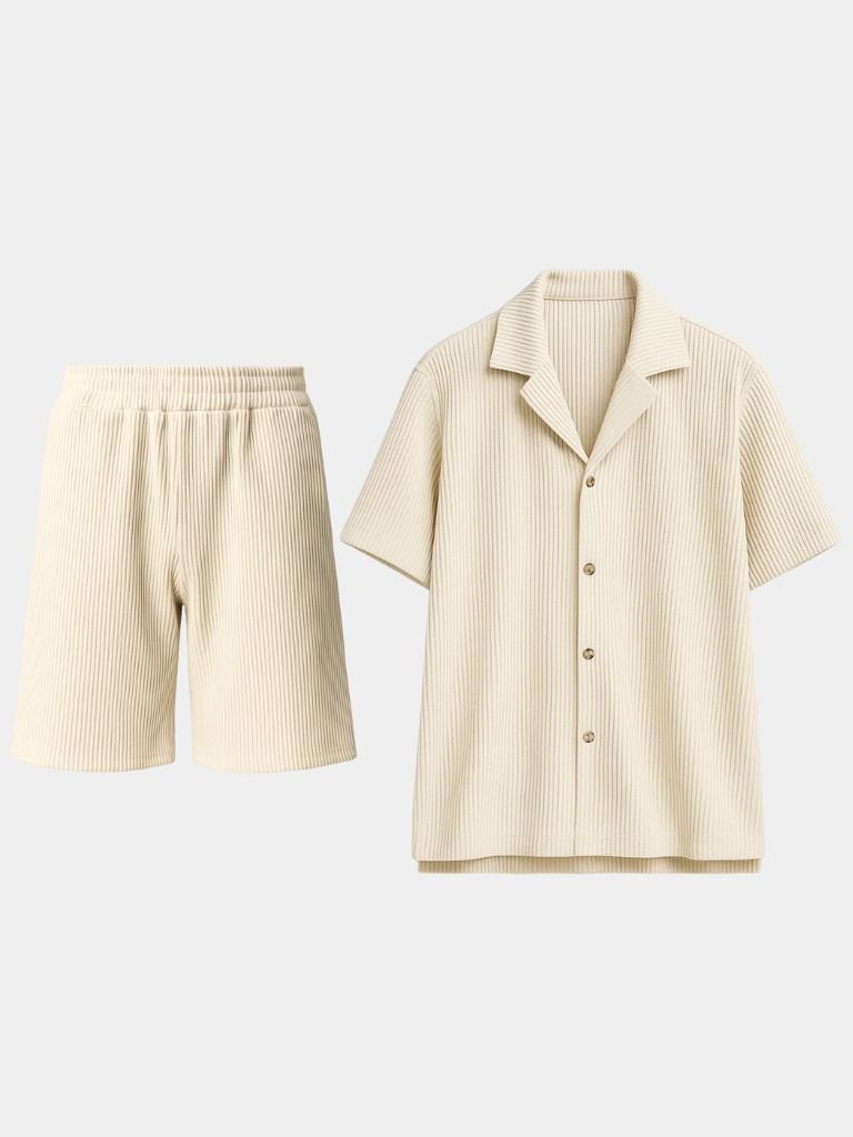 Conjunto Minimalista de Pana: Shorts y Camisa