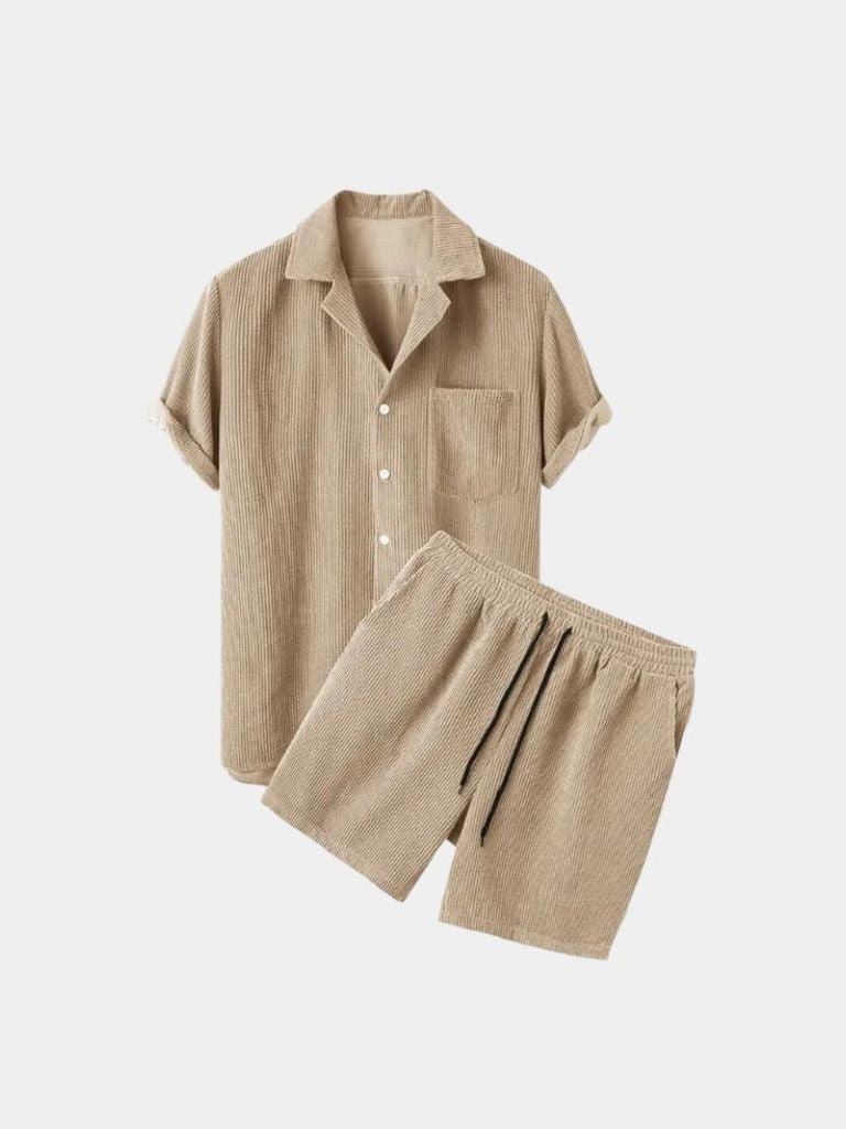 Conjunto de Verano: Pantalones Cortos y Camisa de Pana