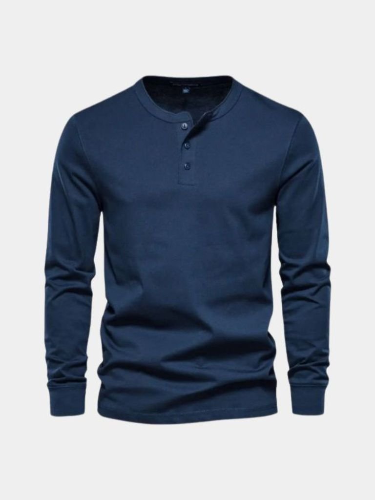 Camiseta de Manga Larga Henley Minimalista
