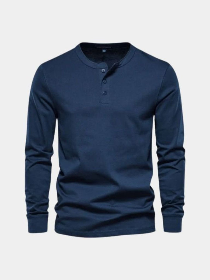 Camiseta de Manga Larga Henley Minimalista