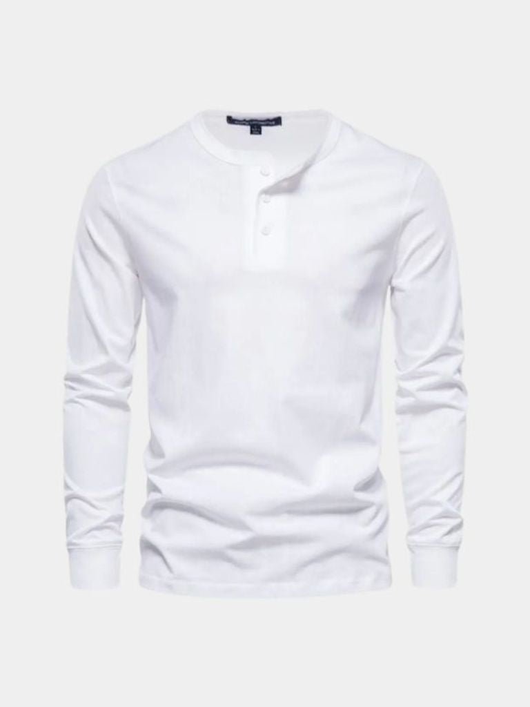Camiseta de Manga Larga Henley Minimalista
