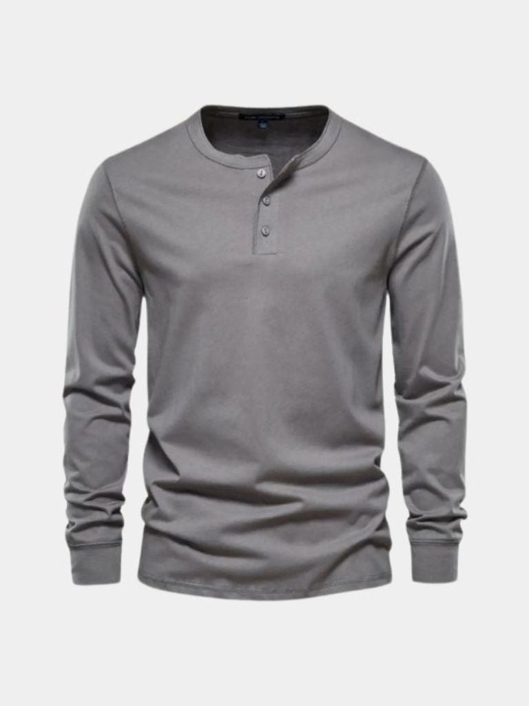 Camiseta de Manga Larga Henley Minimalista