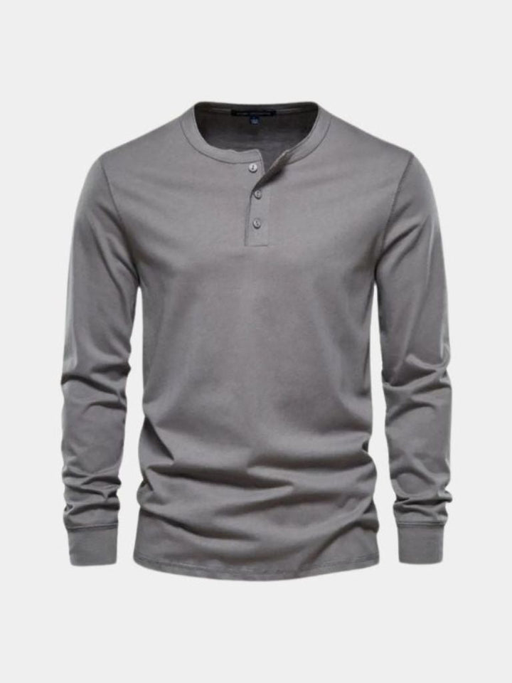 Camiseta de Manga Larga Henley Minimalista