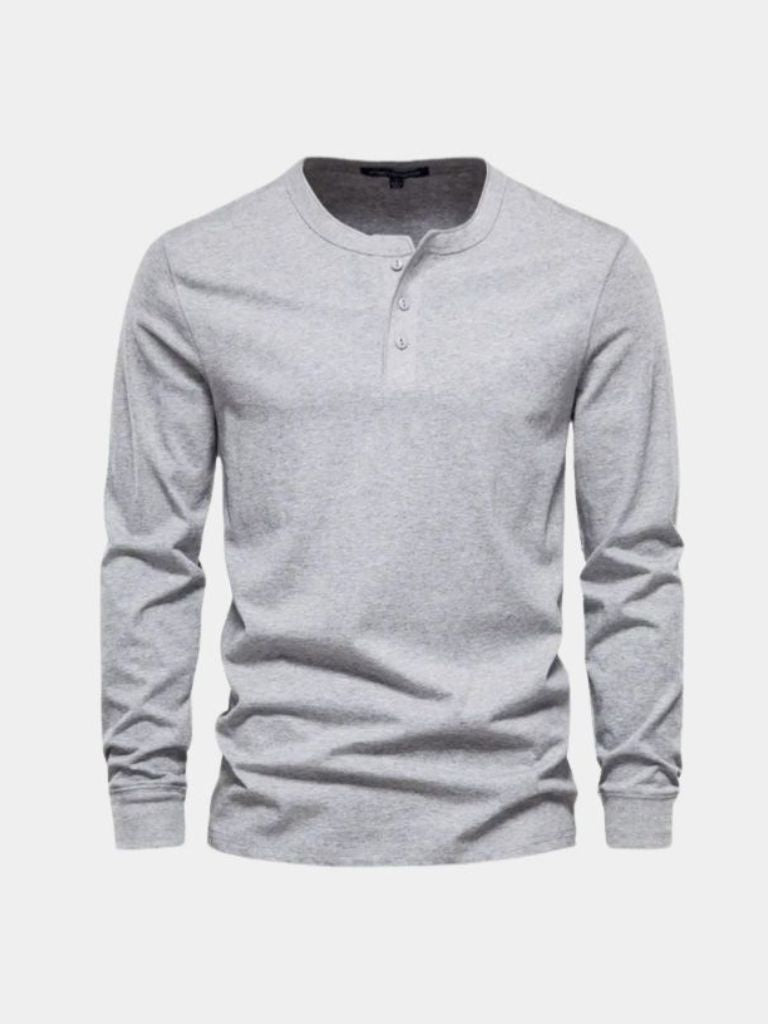 Camiseta de Manga Larga Henley Minimalista
