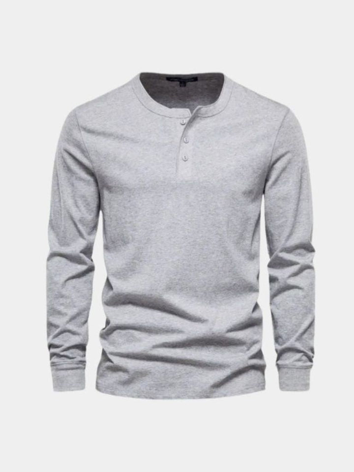 Camiseta de Manga Larga Henley Minimalista