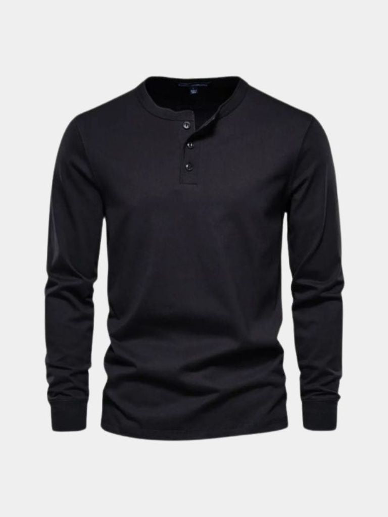 Camiseta de Manga Larga Henley Minimalista