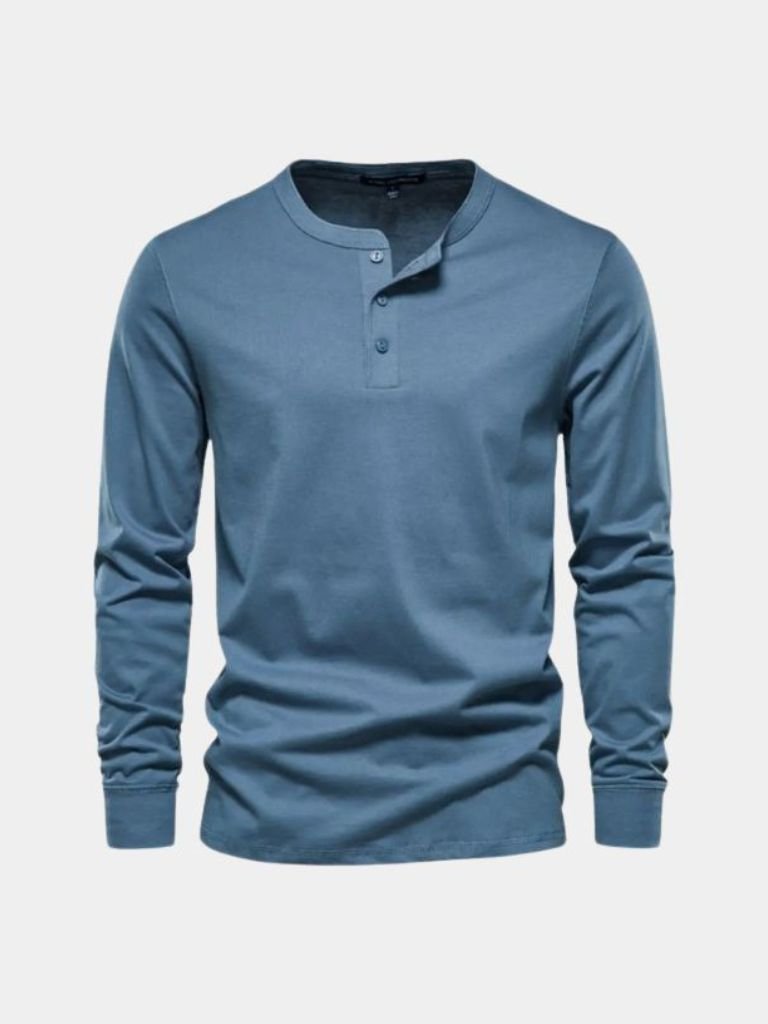 Camiseta de Manga Larga Henley Minimalista