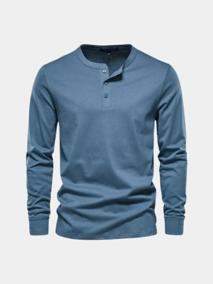 Camiseta de Manga Larga Henley Minimalista