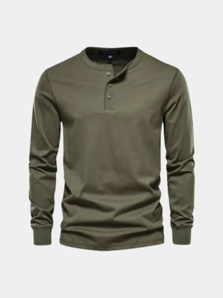 Camiseta de Manga Larga Henley Minimalista