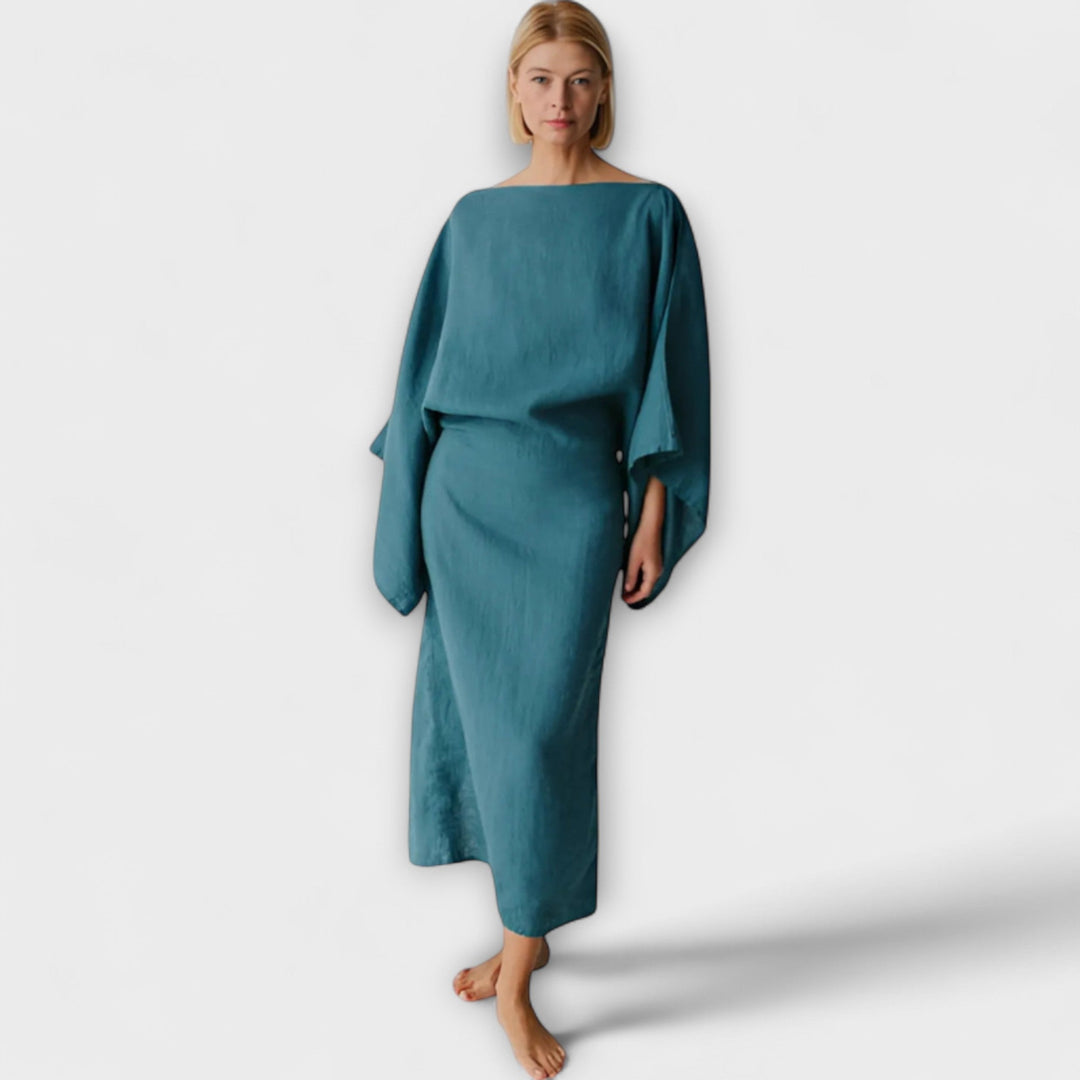 Dana - Vestido kimono hecho de lino y algodón