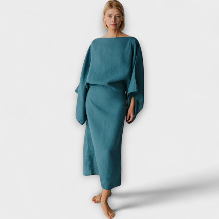 Dana - Vestido kimono hecho de lino y algodón