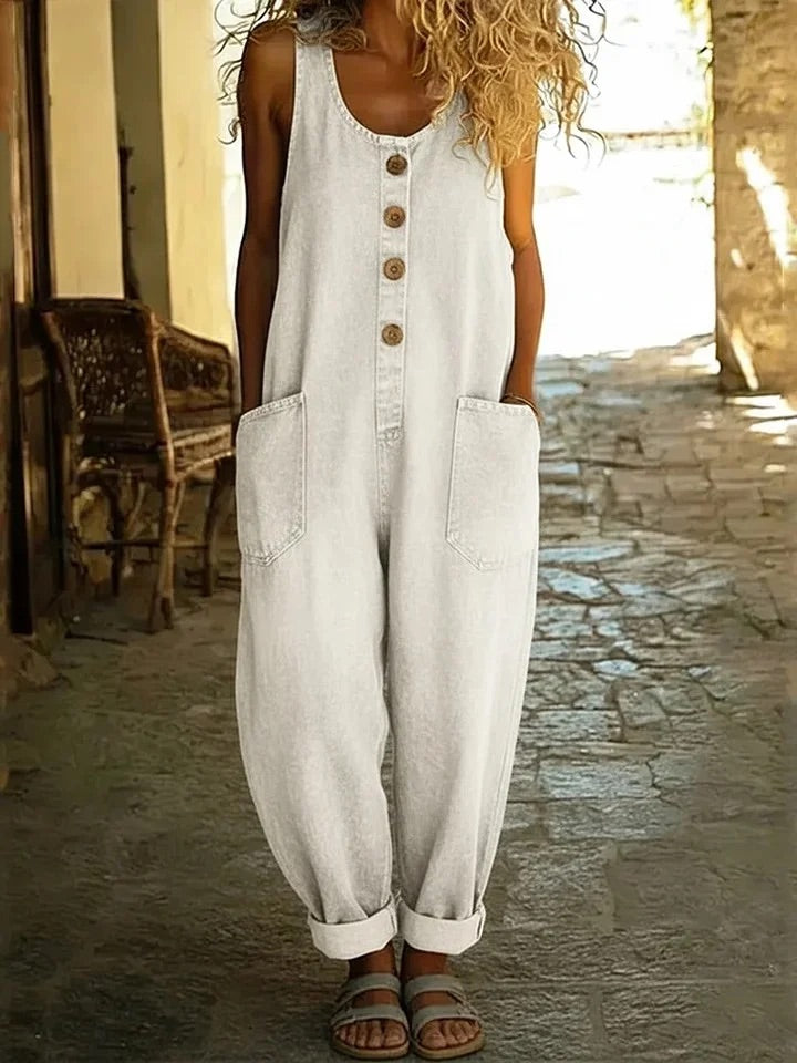 Ruth™ | Pantalón de tirantes de denim lavado vintage