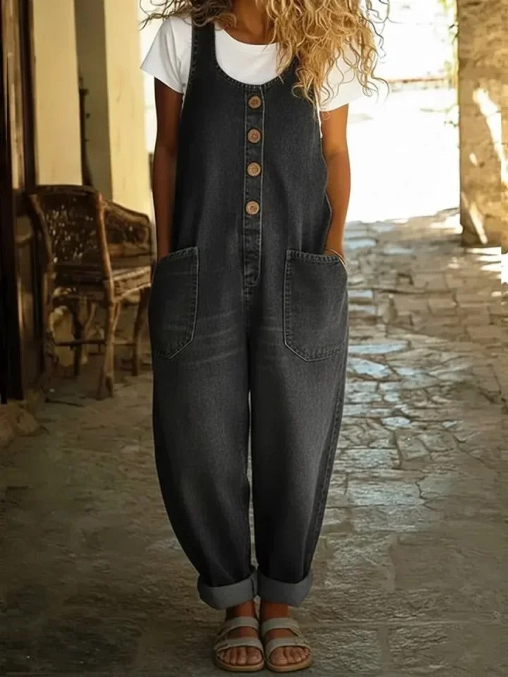Ruth™ | Pantalón de tirantes de denim lavado vintage