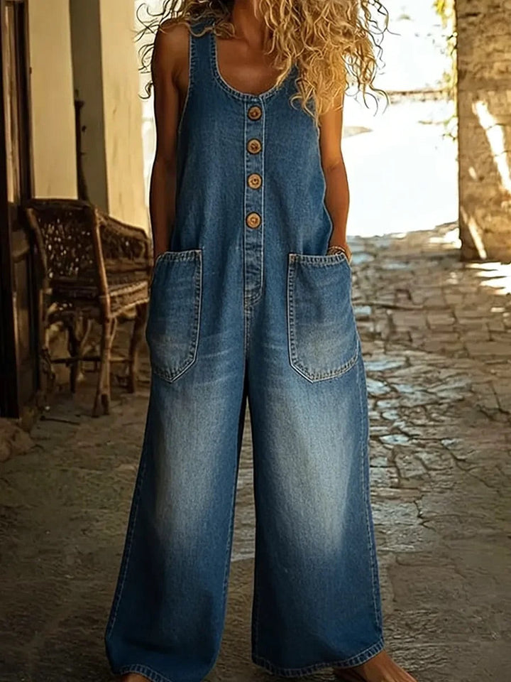 Ruth™ | Pantalón de tirantes de denim lavado vintage