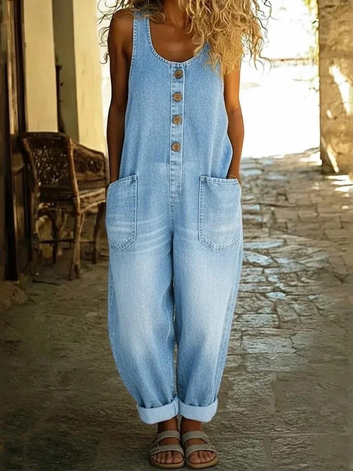 Ruth™ | Pantalón de tirantes de denim lavado vintage