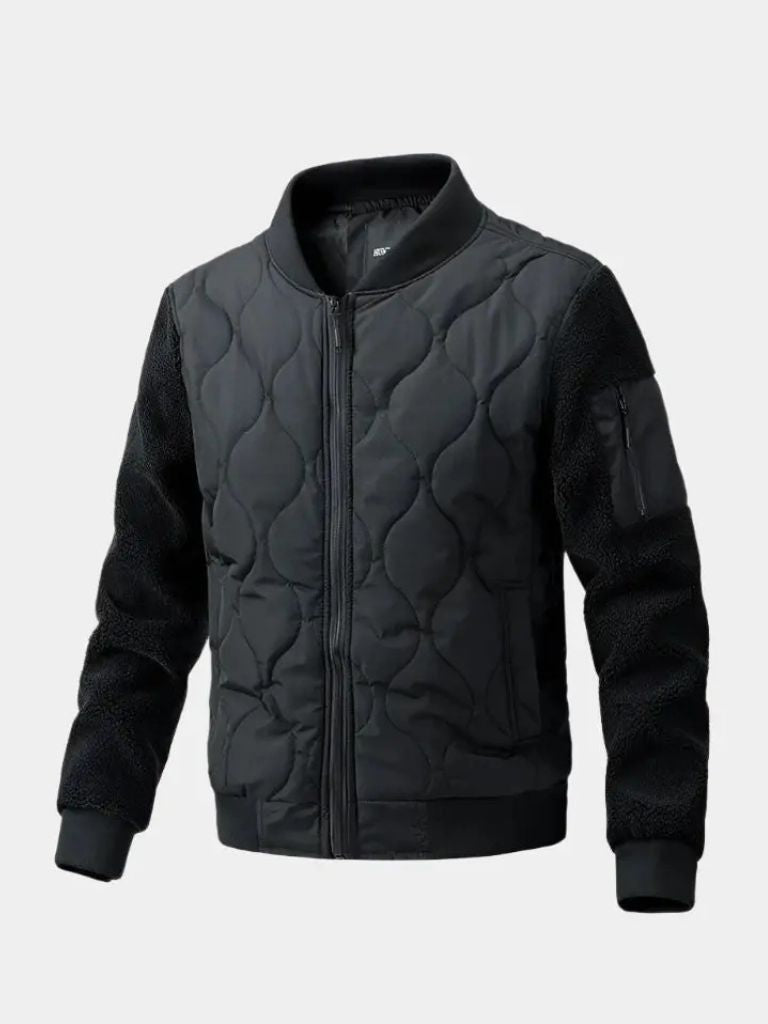 Chaqueta Bomber Acolchada con Mangas de Sherpa