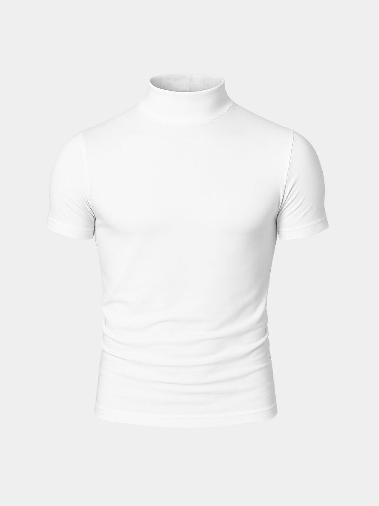 Camiseta Casual de Cuello Alto Sólido