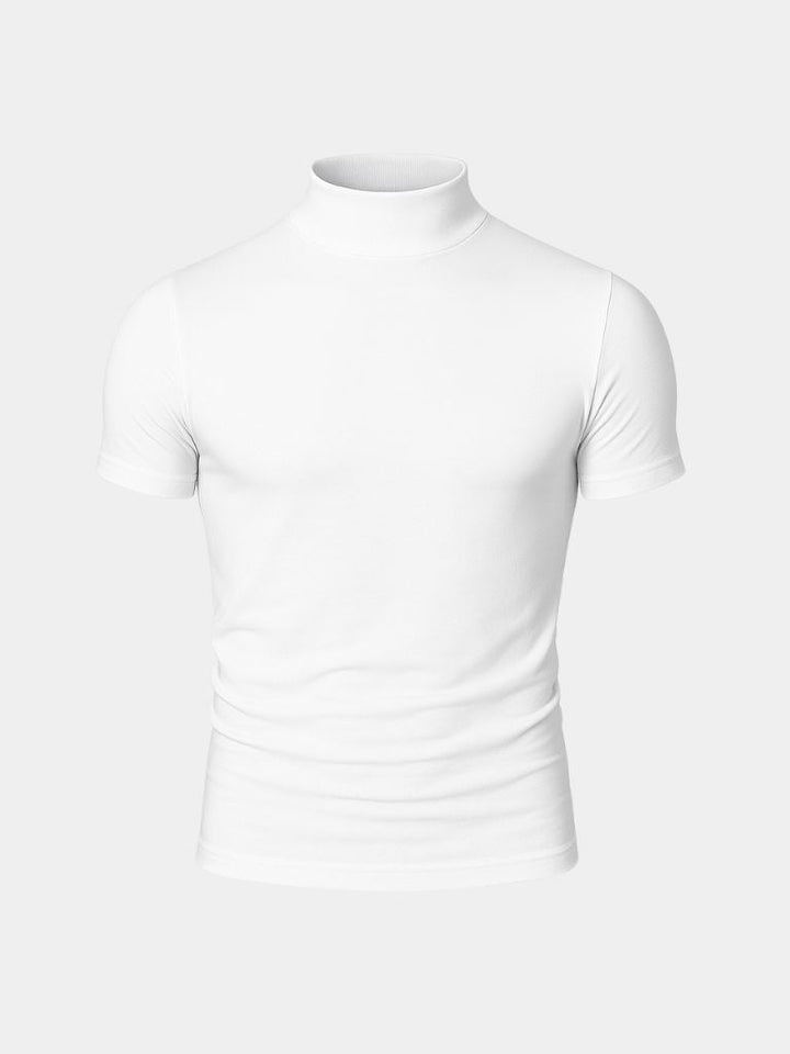 Camiseta Casual de Cuello Alto Sólido