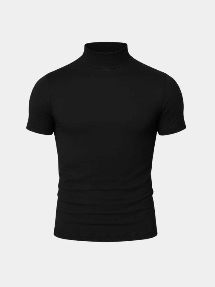 Camiseta Casual de Cuello Alto Sólido