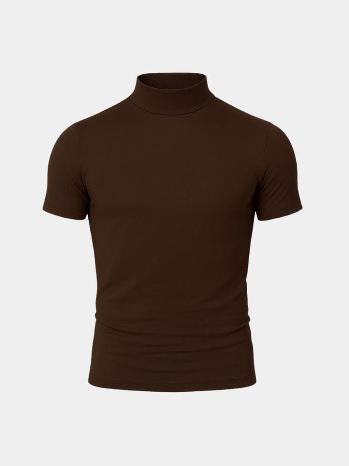 Camiseta Casual de Cuello Alto Sólido