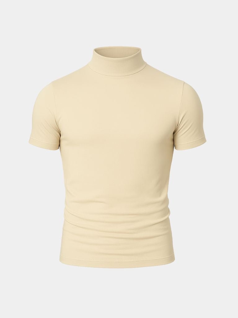 Camiseta Casual de Cuello Alto Sólido
