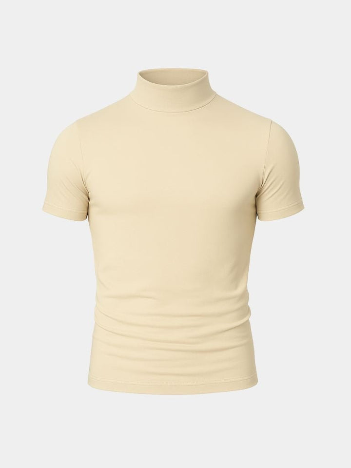 Camiseta Casual de Cuello Alto Sólido