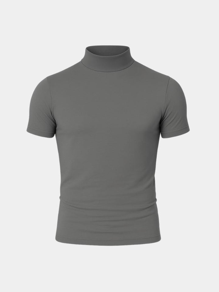 Camiseta Casual de Cuello Alto Sólido